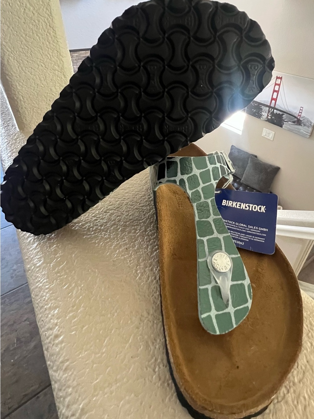 Birkenstock Black Gizeh Thong Sandals with Cork Footbed - Picture 5 of 7